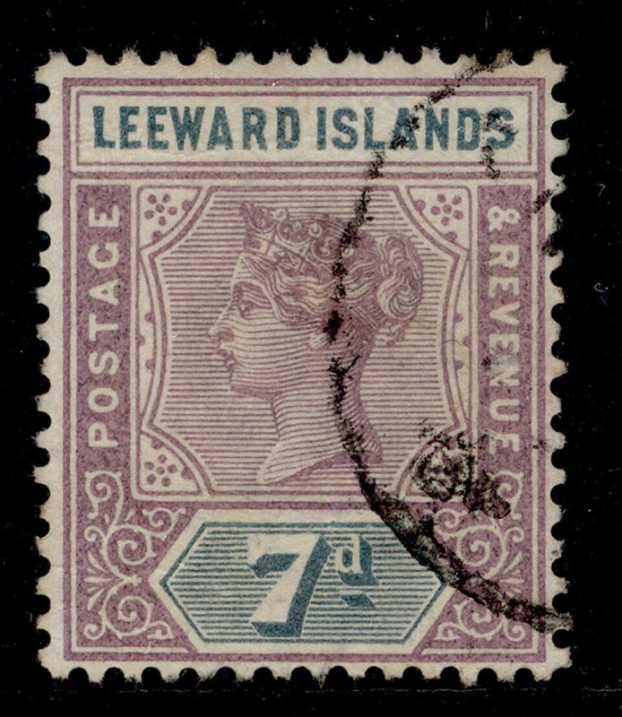 LEEWARD ISLANDS QV SG6, 7d dull mauve & slate, FINE USED. Cat £30.