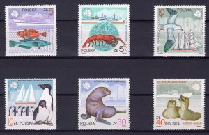 Poland 1987 ANTARCTIC WILDLIFE FAUNA SHIPS set (6v) Perforated Mint (NH)