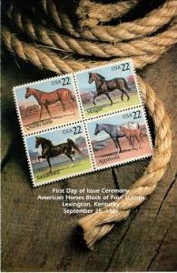 US 2158a Horses Ceremony Program FDC