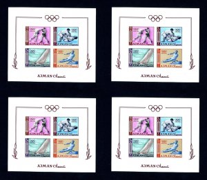 Lot of 4 Ajman # 36b 1964 Olympics Imperforate NH Souvenir Sheets - # 1