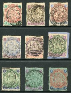 Rhodesia SG29/37 1896 Set of 9 Cat 100 pounds