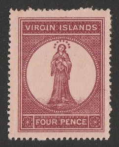 BRITISH VIRGIN ISLANDS 1867 St Ursula 4d, no wmk, perf 15.  