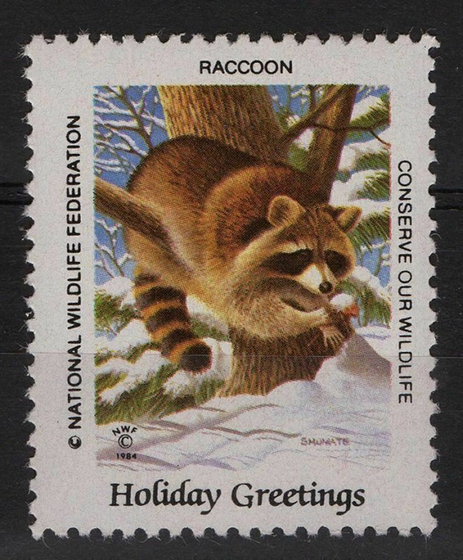 National Wildlife Federation Cinderellas 1984 Holidays Issue Racoon MNH