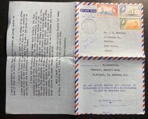 1960 Barbados Air Letter COver To Halifax Canada