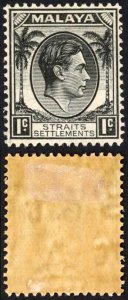 Straits Settlements SG278 KGVI 1c Black M/M Cat 14 pounds