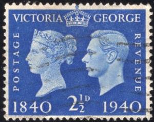 Great Britain 256 - Used - 2 1/2p Victoria / George VI (1940) (cv $0.85)