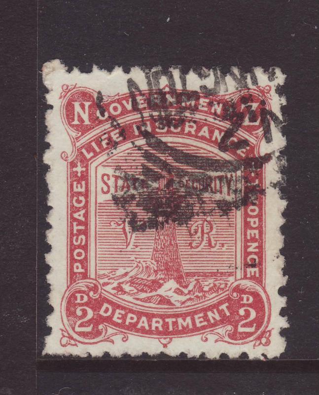1891 New Zealand 2d Life Insurance Perf 12 x 11½ Fine Used SGL3