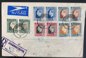 1937 Johannesburg South Africa Airmail cover King George 6 Coronation Pairs KGVI