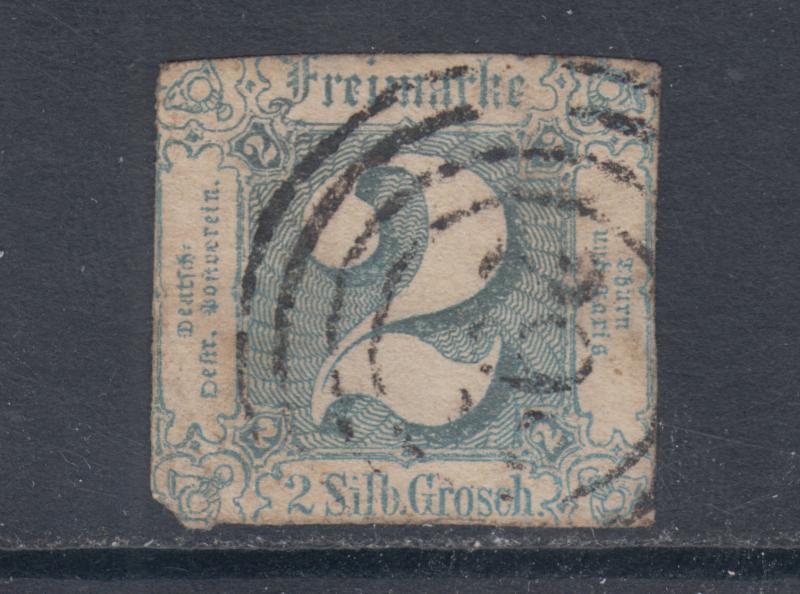 Thurn & Taxis Sc 19 used 1863 2sgr blue imperf Numeral