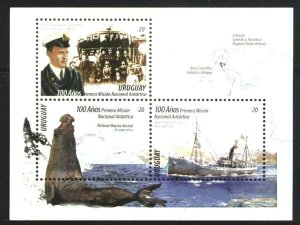 URUGUAY 2016, ANTARCTIC ,ANTARCTICA ,SHIP,FAUNA,SOUVENIR SHEET,MNH yv BL 114