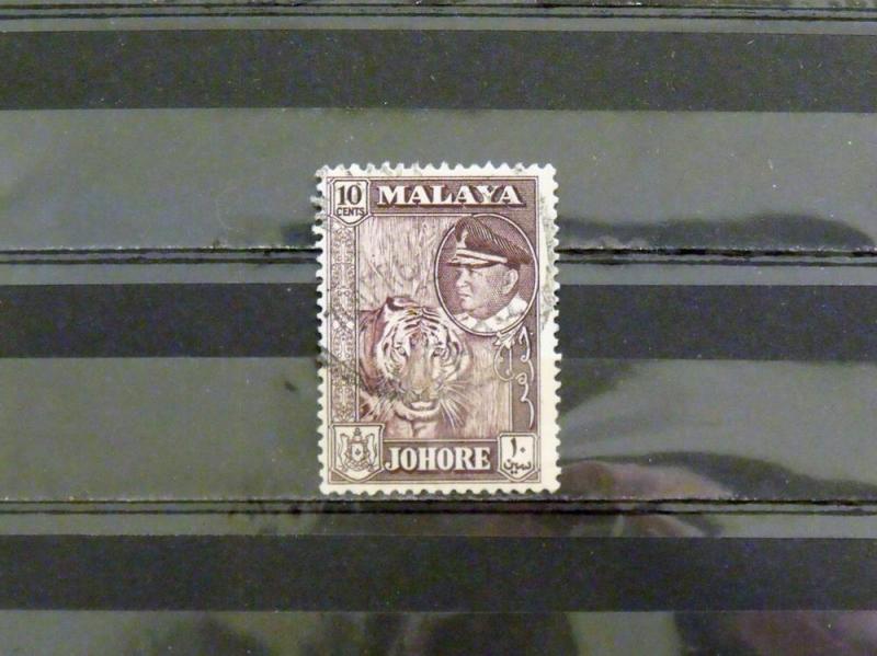 1428   Malaya - Johore   Used, VF   # 163   Sultan and Tiger   CV$ 0.25