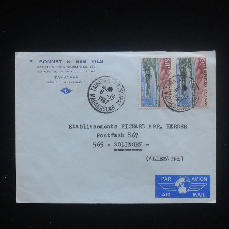 ZS-Y302 MADAGASCAR IND - Cover, 1967, Landscape, Airmail To Germany