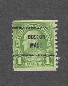 597 - 1¢ Franklin perf 10 vertically - precanceled Boston
