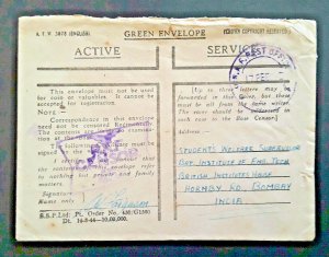 1945 RAF Koggala Ceylon To Bombay India Honor Envelope Censored Free Mail Cover