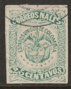 Colombia 1879 Sc 89 used thin