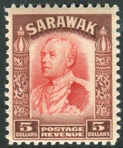 SARAWAK-1934-41 $5 Scarlet & red Brown.  An unmounted mint example Sg 124