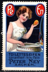 Vintage Germany Poster Stamp Peter Ney Toilet Soaps Guaranteed Pure And Fine