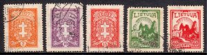 Lithuania - Scott #278-282 - Used - Lt. crease #278, crease #282 - SCV $39