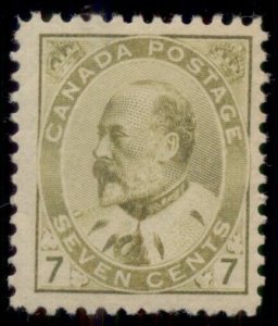 CANADA #92, 7¢ Edw. VII, og, VLH, slight short perf , Scott $275.00