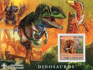 Sao Tome & Principe 2007 DINOSAURS Scout Emblem s/s Perforated Mint (NH)