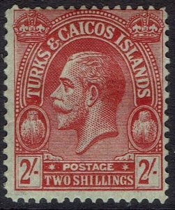 TURKS & CAICOS 1922 KGV CACTUS 2/- WMK MULTI CROWN CA