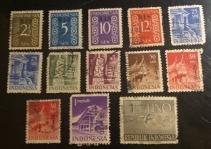 Indonesia Scott# 337...367 Used Lot of 13 F/VF Cat. $9.25