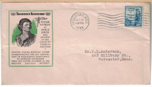 #734 FDC, 5c Kosciuszko, 3 diff. cachets