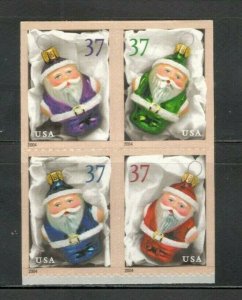 3883b-6b Holiday Ornaments Block Of 4 From Booklet Mint/nh FREE SHIPPING