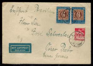 1950 Erlangen West Germany cover to Brazil  # 668 Pair