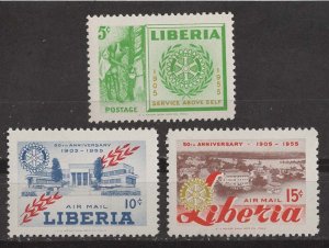 Liberia # 354,C97-98 Rotary Int'l Anniversary   (3) VLH