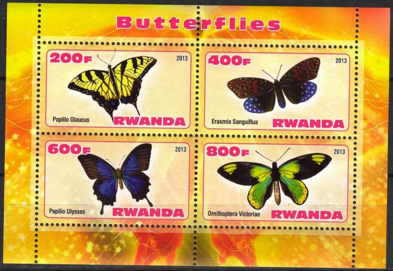 Rwanda 2013 Butterflies (3) MNH Cinderella !