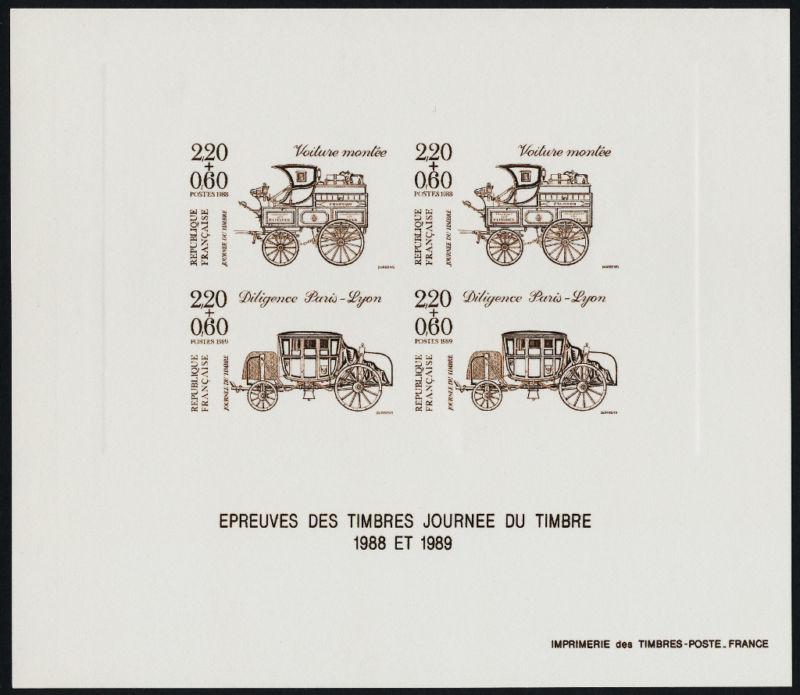 France B599,B608 Proof Card MNH Coaches