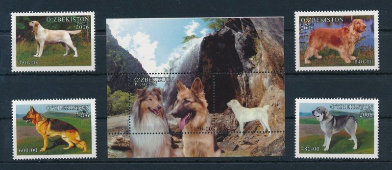 [111716] Uzbekistan 2006 Animals wild pet dog with Souvenir sheet MNH