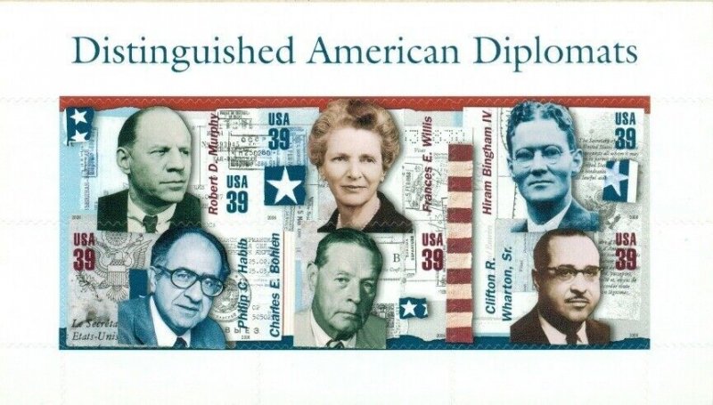 US: 2006 DISTINGUISHED AMERICAN DIPLOMATS; Sheet Sc 4076; 39 Cents Values