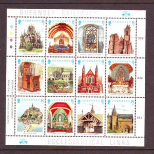 Guernsey Sc 400 1988 Christmas Churches stamp sheet mint NH