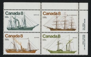 Canada 673a TR Plate Block MNH Ships, Coastal Vessels