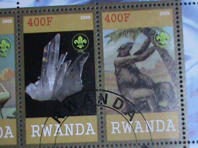 Rwanda Stamp:2009-Prehistory and Minerals CTO Stamp sheet-two complete sets