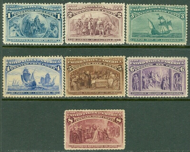 EDW1949SELL : USA 1893 Sc #230-36 VF, MOG. Back faults Nice appearance. Cat $276