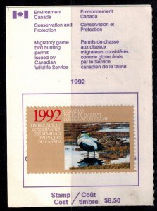 Canada FWH8 Duck Stamp on License Used VF