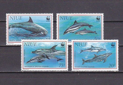 Niue, Scott cat. 651-654. Dolphins issue.