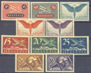 Switzerland C 3-12 Mint OG 1923-25 Airmails CV $111.25