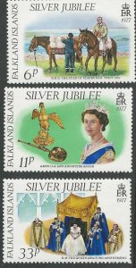 Falkland  # 254-56 Elizabeth Silver Jubilee (3) Mint NH