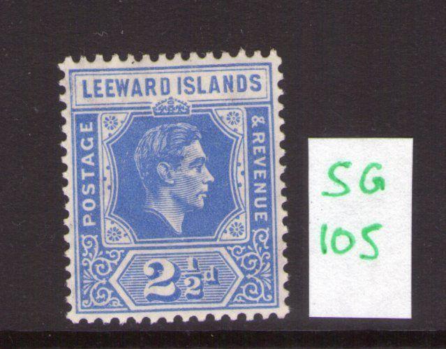 LEEWARD ISLANDS George VI 21/2d ,bright blue, single, multi-colour L/hinged