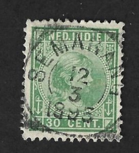 NETHERLANDS INDIES Scott #28 Used 30c Queen Wilhelmina stamp 2019 CV $3.75