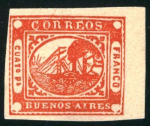 Argentina Buenos Aires - SC #5 - MINT (Forgery??) - 1858 - Item BUENOSAIRES001