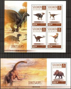 Solomon Islands 2014 Dinosaurs II sheet +S/S MNH