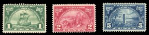 United States, 1910-30 #614-616 Cat$21.05, 1924 Huguenot-Walloon, set of thre...