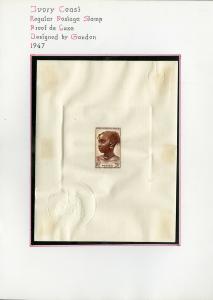 Ivory Coast Postage Stamp Proof Deluxe by Gandon 1947