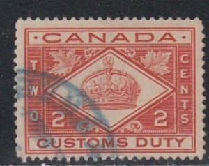 Canada 2 Cent Customs Duty Tax Stamp, Used