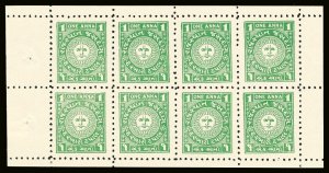 India - Jasdan 1945 Sun 1a dull yellow-green P10 complete pane MNH. SG 5.